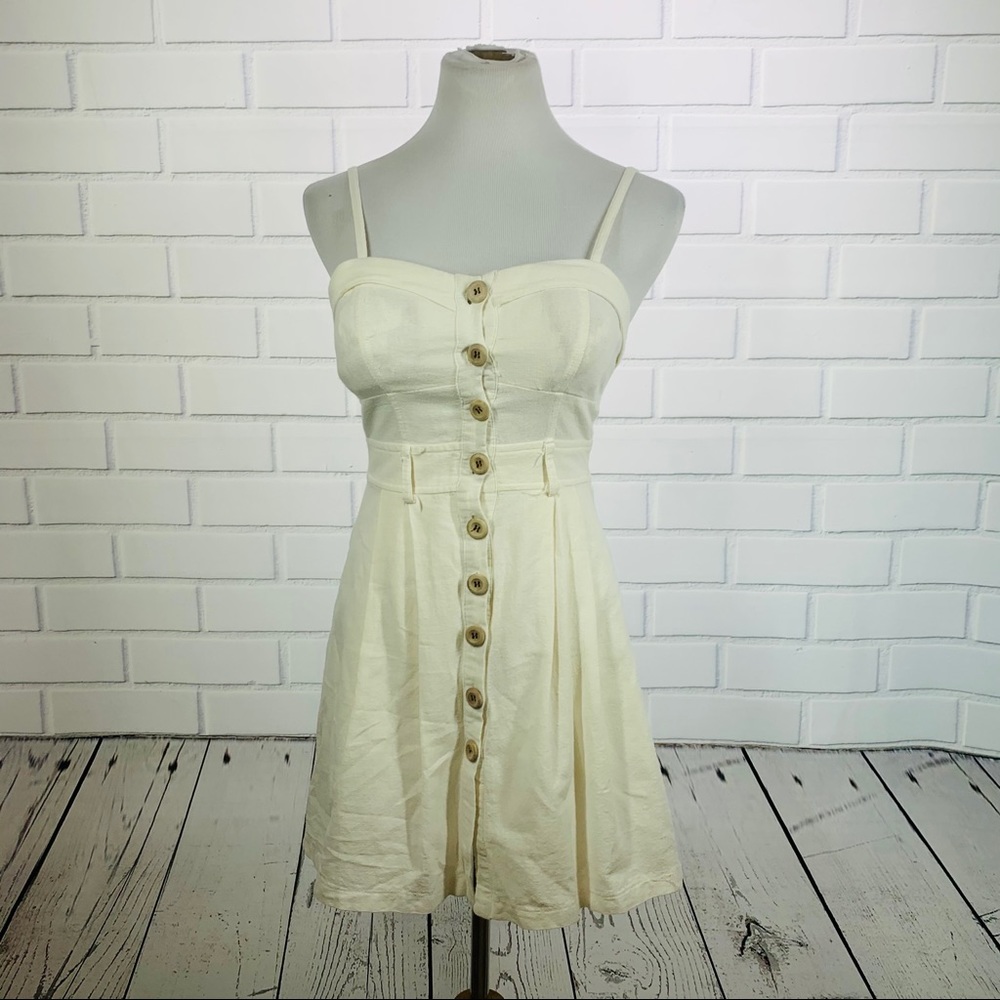 3/$20 Mind Code Ivory Button Front Dress - S